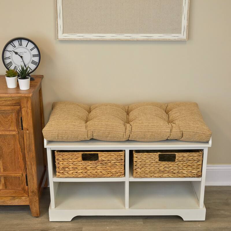 Klear Vu Non-Slip Gripper Bench Cushion - 33 x 17 - Natural