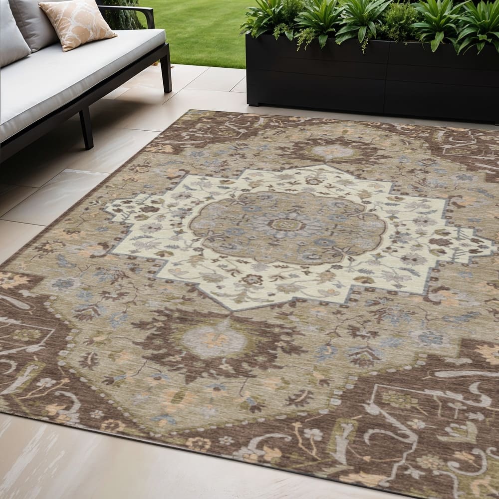 HomeRoots Oriental Traditional Rectangle Outdoor Rug