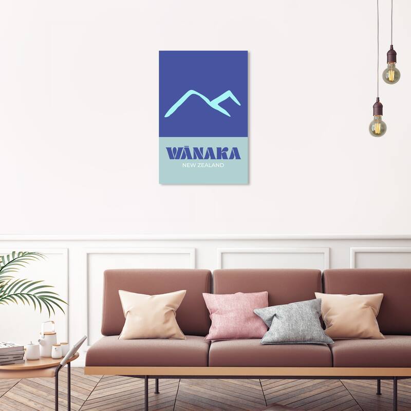 Wynwood Studio Canvas Typography and Quotes Travel to Wanaka Blue and Modern & Contemporary Wall Art Canvas Print