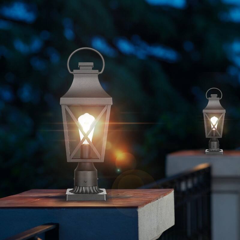 Garden & Yard Post Light - 20.3" Outdoor Lamp Fixture with Pier Mount Base, Textured Black, for Entrances & Walkways (1 Pack)