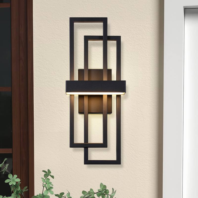 2-Pack Matte Black Iron Integrated LED Outdoor/Indoor Wall Sconce