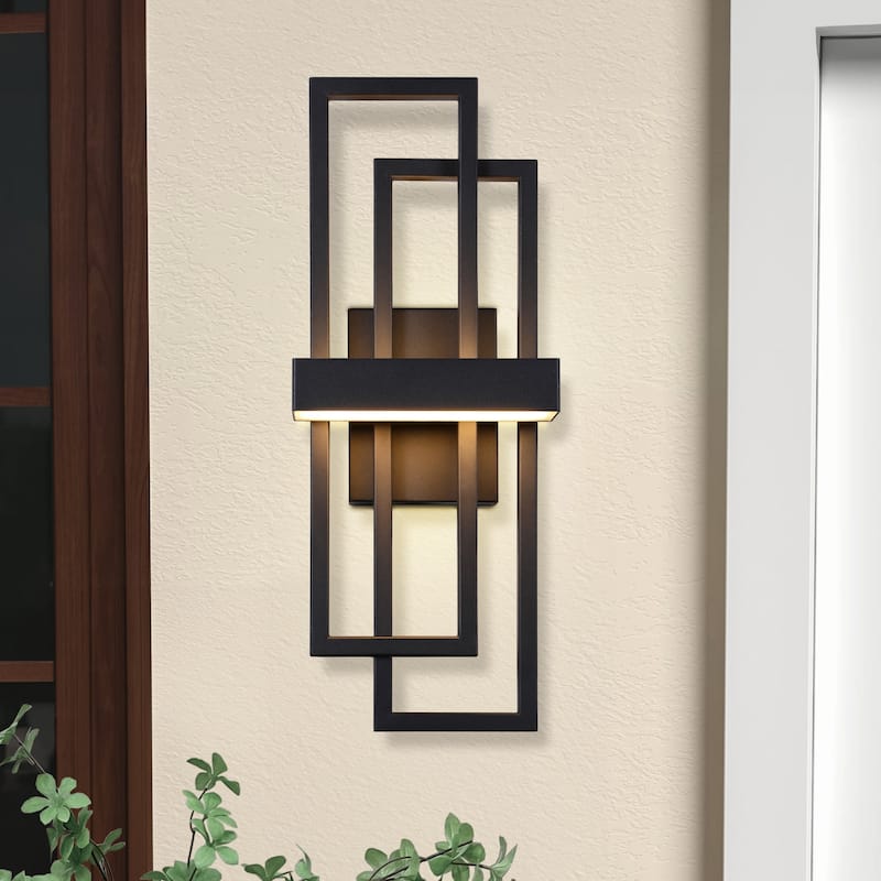 Modern Geometric Matte Black LED Flush Mount Wall Sconce