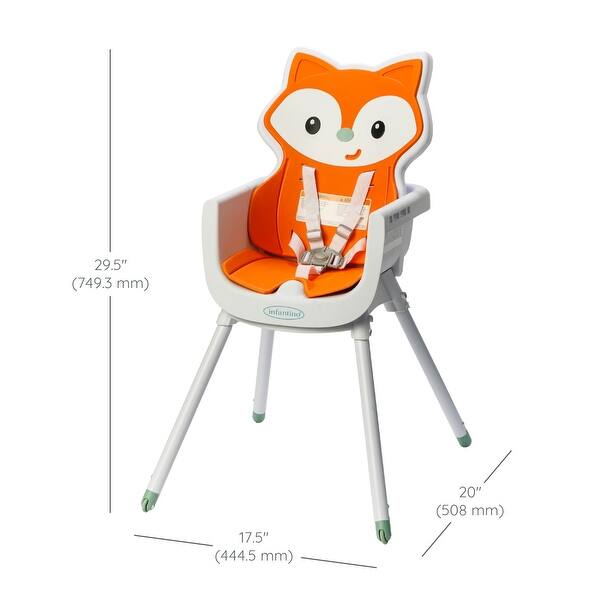 dimension image slide 2 of 5, 4-in-1 Convertible High Chair, Fox-Theme, Space-Saving Design, Booster and Toddler Chair for Infants & Toddlers 3M-36M