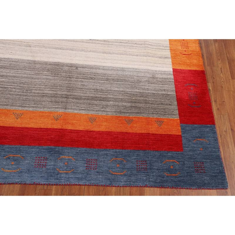 Geometric Gabbeh Area Rug Handmade Wool Carpet - 6'7" x 9'9"
