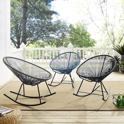 Corvus Sarcelles Modern Wicker Patio Rocking Chairs(Set of 2)