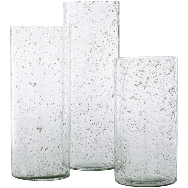 Set of 3 Clear and Brown Cylindrical Decorative Candle Holders 18" - N/A