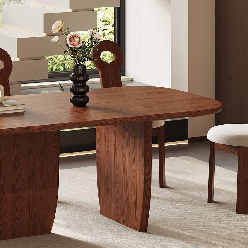 78.74" Mid Century Modern Black/ Brown Dining Table, Rectangular Dining Table ,Solid Wood for 6-8