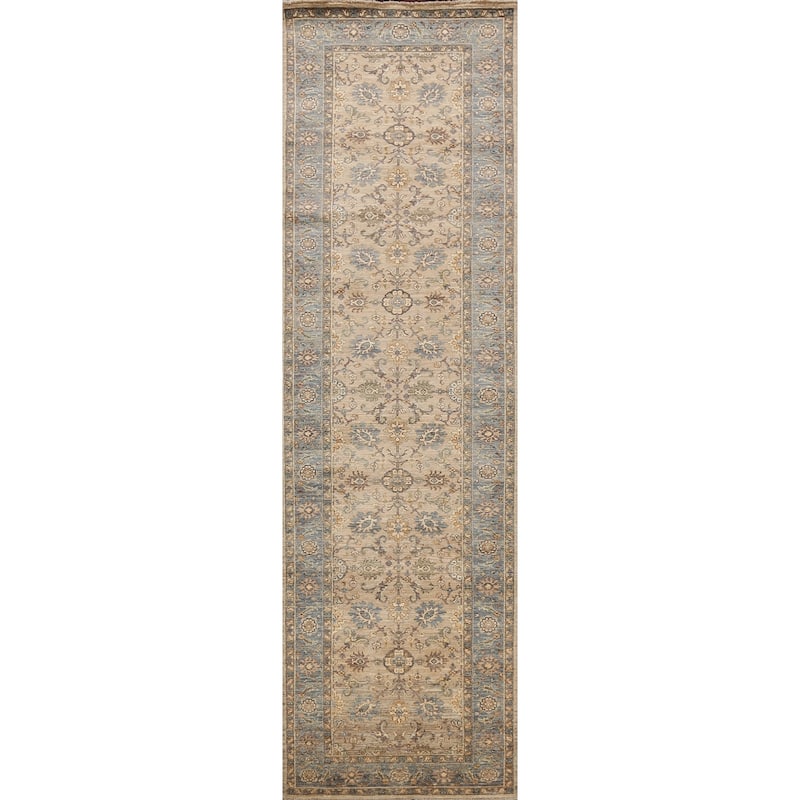 Vegetable Dye Floral Ziegler Oriental Runner Rug Hand-knotted Carpet - 2'11" x 11'4"