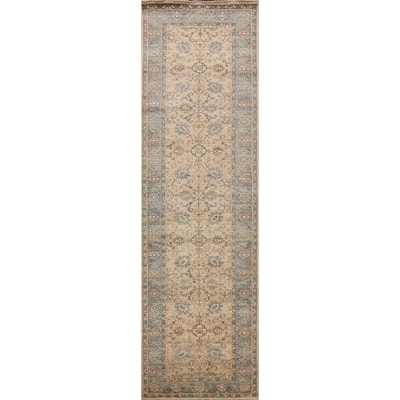 Vegetable Dye Floral Ziegler Oriental Runner Rug Hand-knotted Carpet - 2'11" x 11'4"