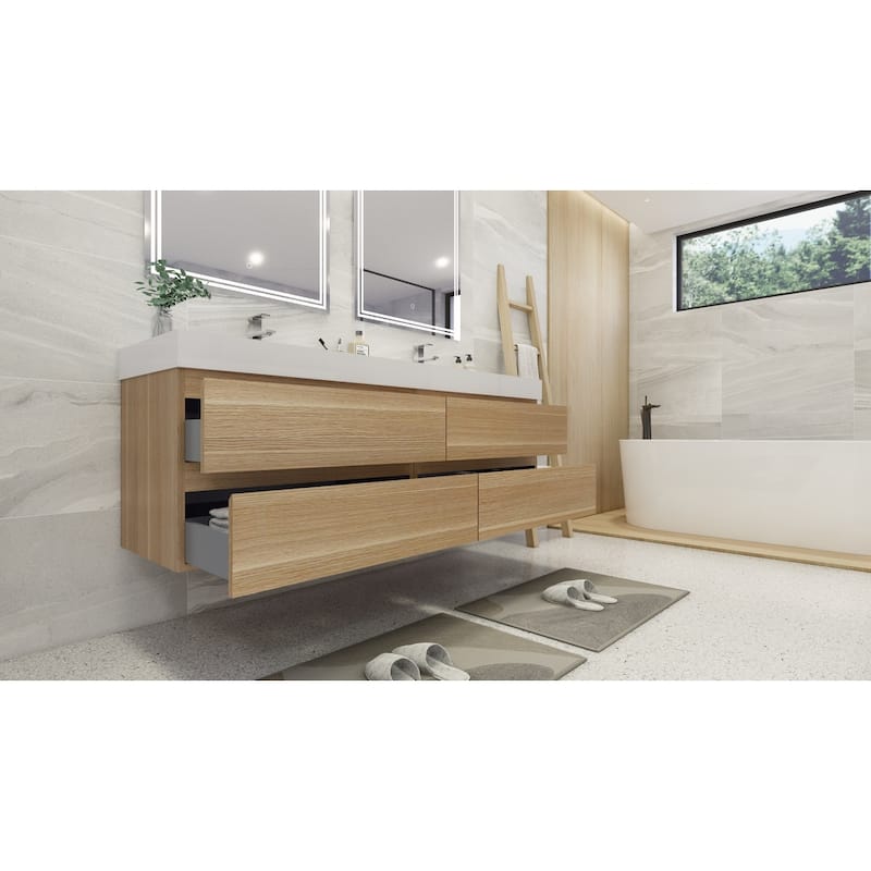 Baillie 84'' Wall-Mounted Vanity with Double Reinforced Acrylic Sink