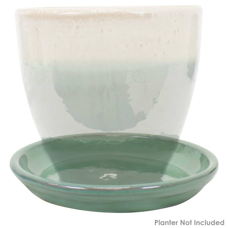 Sunnydaze Set of 2 Glazed Ceramic Planter Saucers - 9"