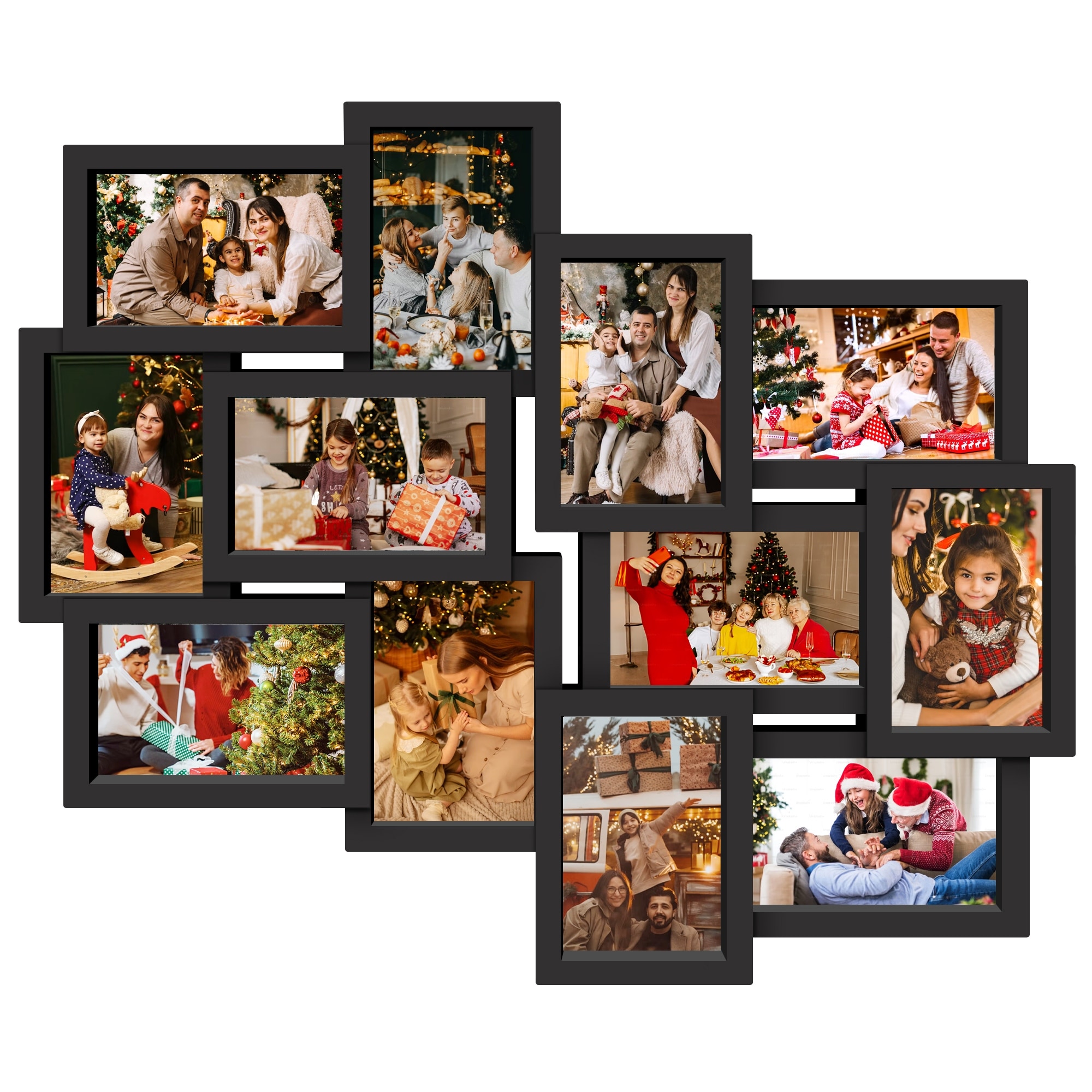 HELLO LAURA Modern Stylish 12-Opening Puzzle Photo Collage Wall Frame，Christmas, Thanksgiving