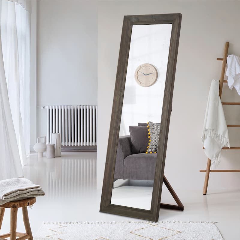 Wood Bedroom Dressing Full-length Mirror with Standing