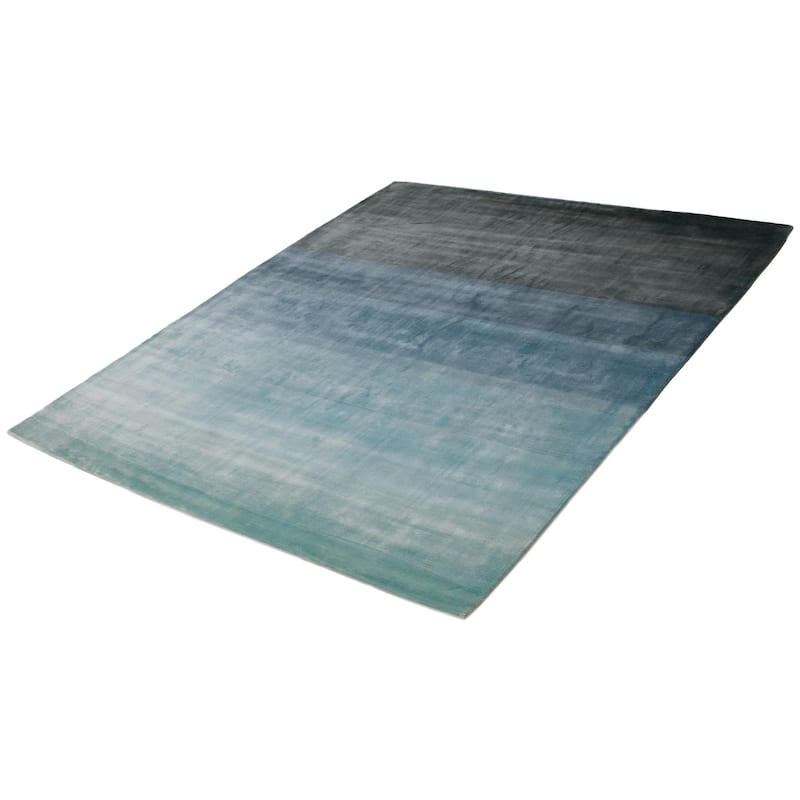 ECARPETGALLERY Hand Loomed Shimmer Turquoise Viscose Rug - 8'1 x 9'6