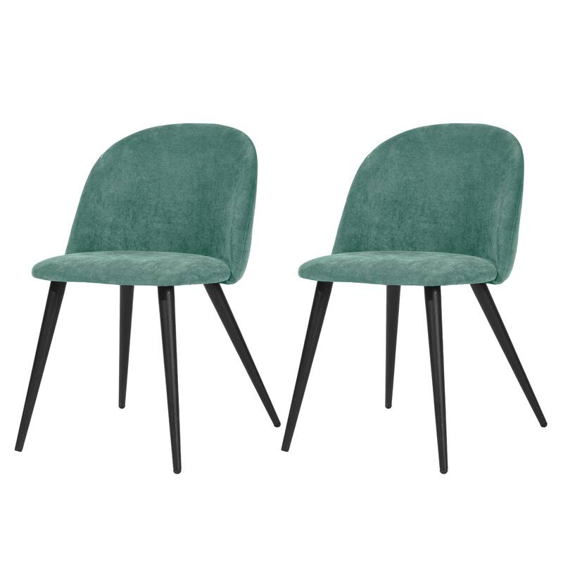 HomeRoots Set of Two Green and Black Upholstered Fabric Dining Side Chairs - 19.30 in. x 30.50 in. x 19.50 in.