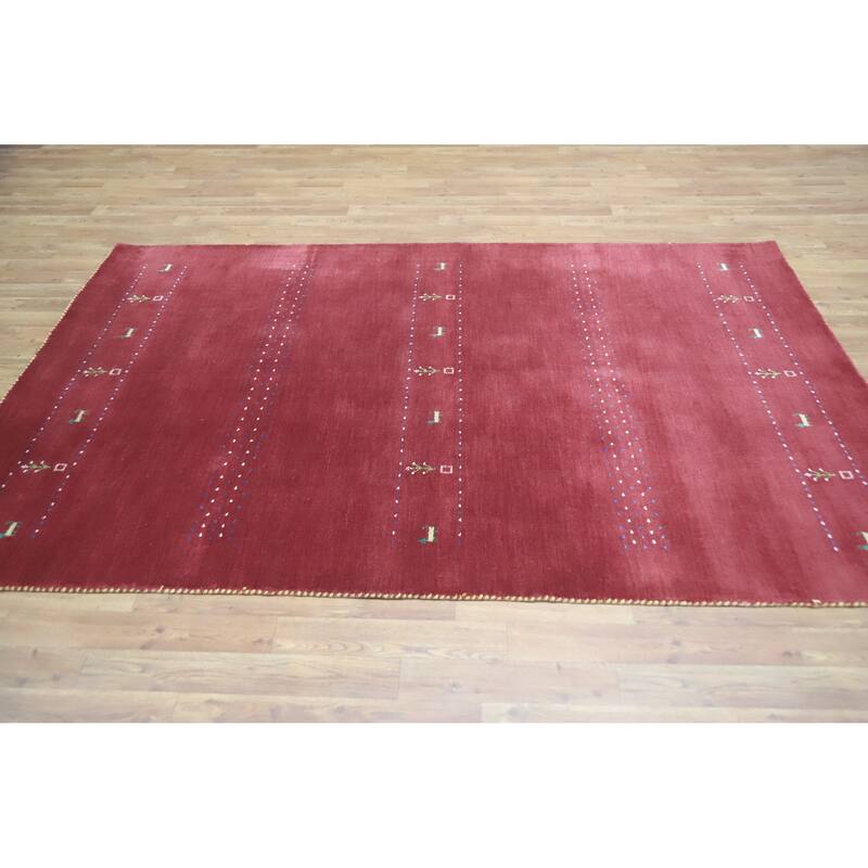 Hand Knotted Oriental 100% Wool Carpet Tribal Animal Pictorial Red Gabbeh Area Rug - 7' 7'' X 4' 10''