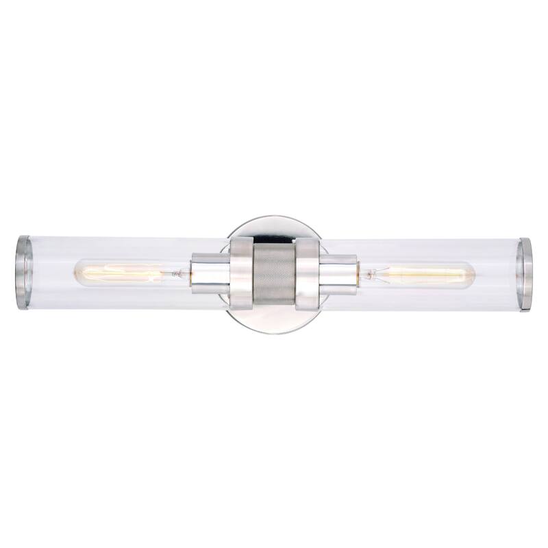 Levitt 2 Light Mid Century Modern Industrial Bathroom Vanity Bath Bar Fixture Clear Glass