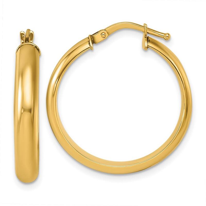Curata 14k Yellow Gold Small Polished Hoop Earrings - 26x24.7mm