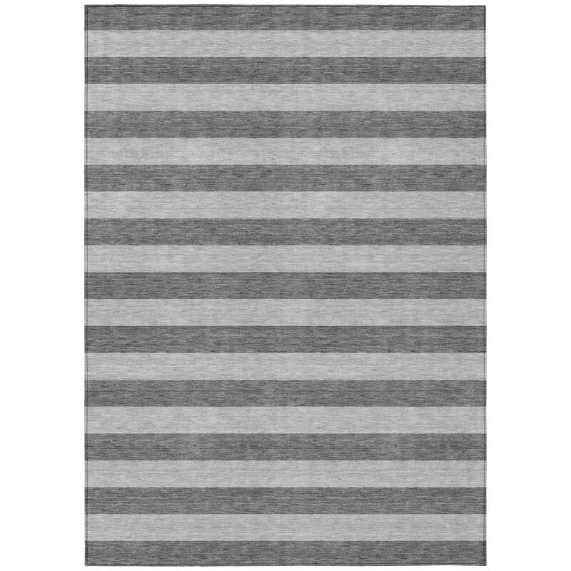Machine Washable Indoor/ Outdoor Cabana Stripe Chantille Rug