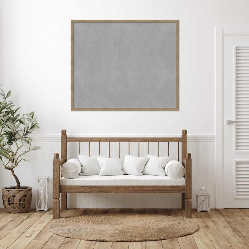 Amanti Art Woodgrain Stripe Mocha Framed Magnetic Board