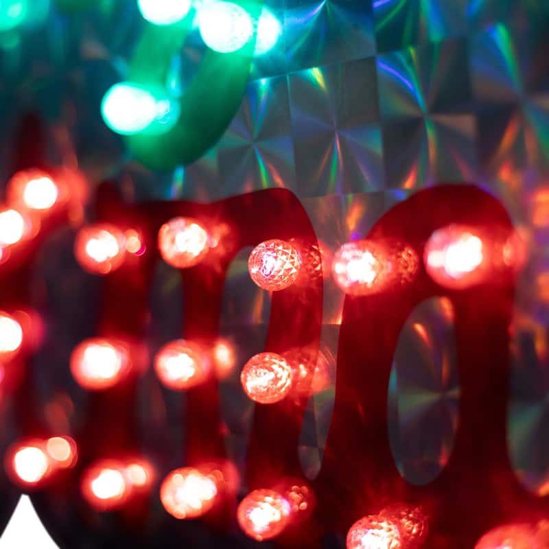 LED Lighted Holographic Merry Christmas Sign Outdoor Decoration - 42" - Red