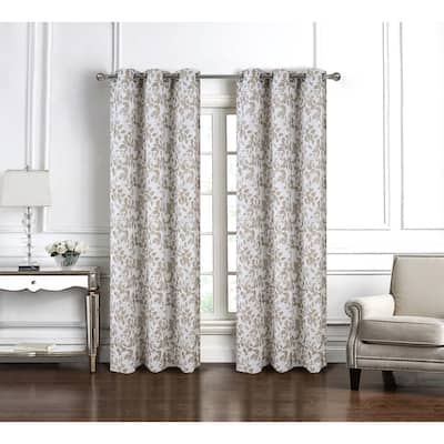 Brent Leaf Woven Window Curtain Panel Pair