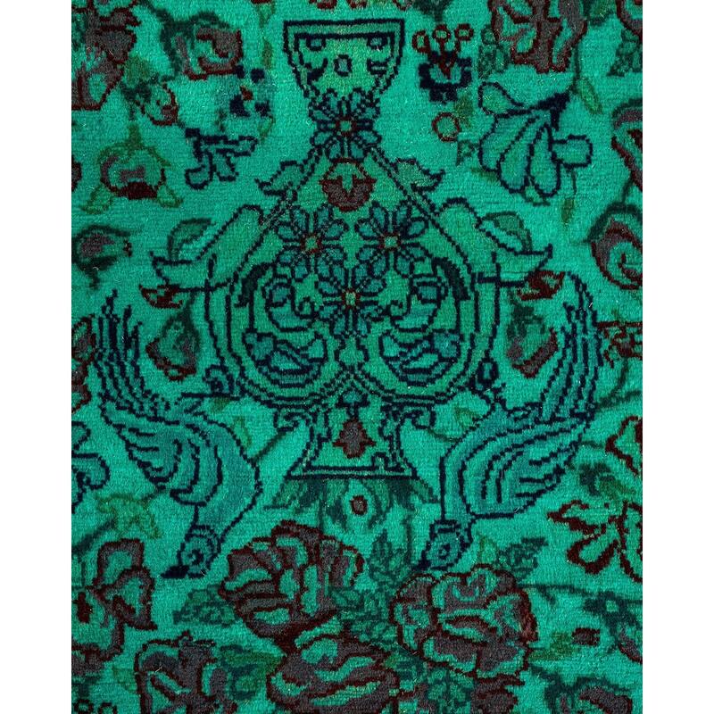 Overton Hand Knotted Wool Vintage Inspired Modern Contemporary Overdyed Blue Area Rug - 4' 8" x 7' 4"