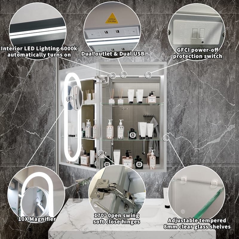 Modland 20x32" LED Recessed or Surface Medicine Cabinet with Mirror
