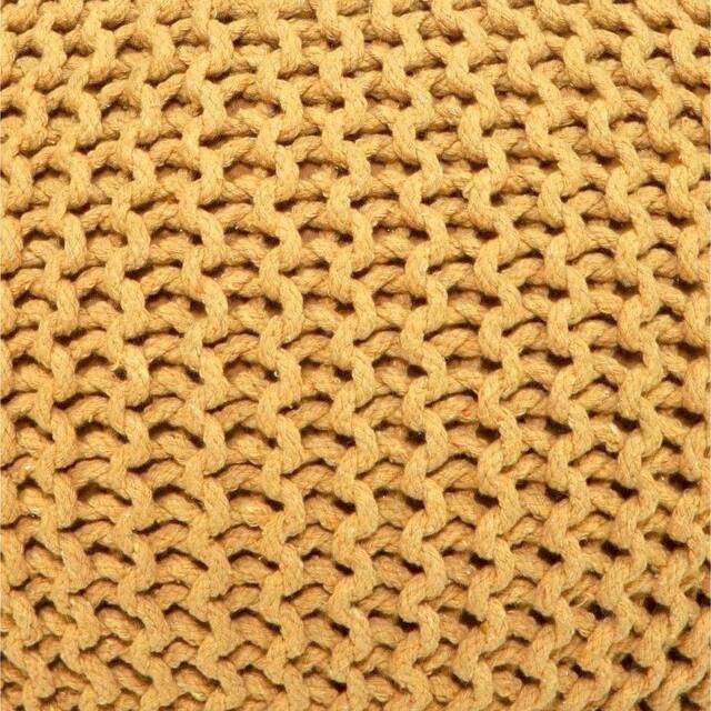 AANNY Designs Lychee Knitted Cotton Round Pouf Ottoman - Yellow