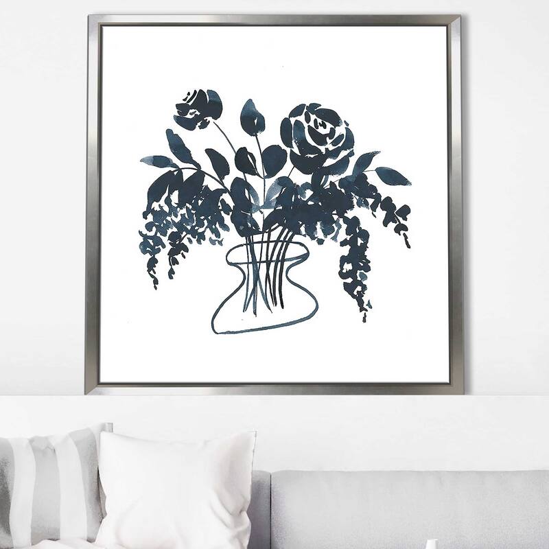 "Indigo Floral Study I" Print on Floating Canvas