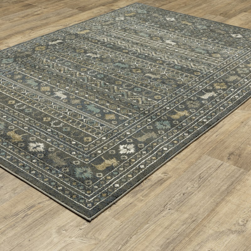 Style Haven Vance Southwestern Lodge Blue/ Gold Area Rug.