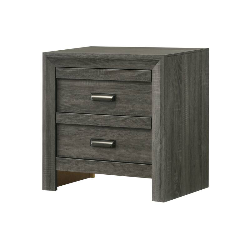 Contemporary Nightstand with Two Drawers in Rustic Gray Finish - Gray