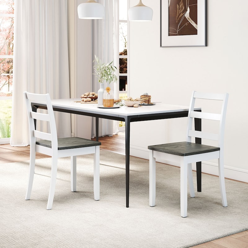 Set of 2 Wood Dining Chairs with Solid Rubber Wood Legs - 16" x 16" x 33.5"