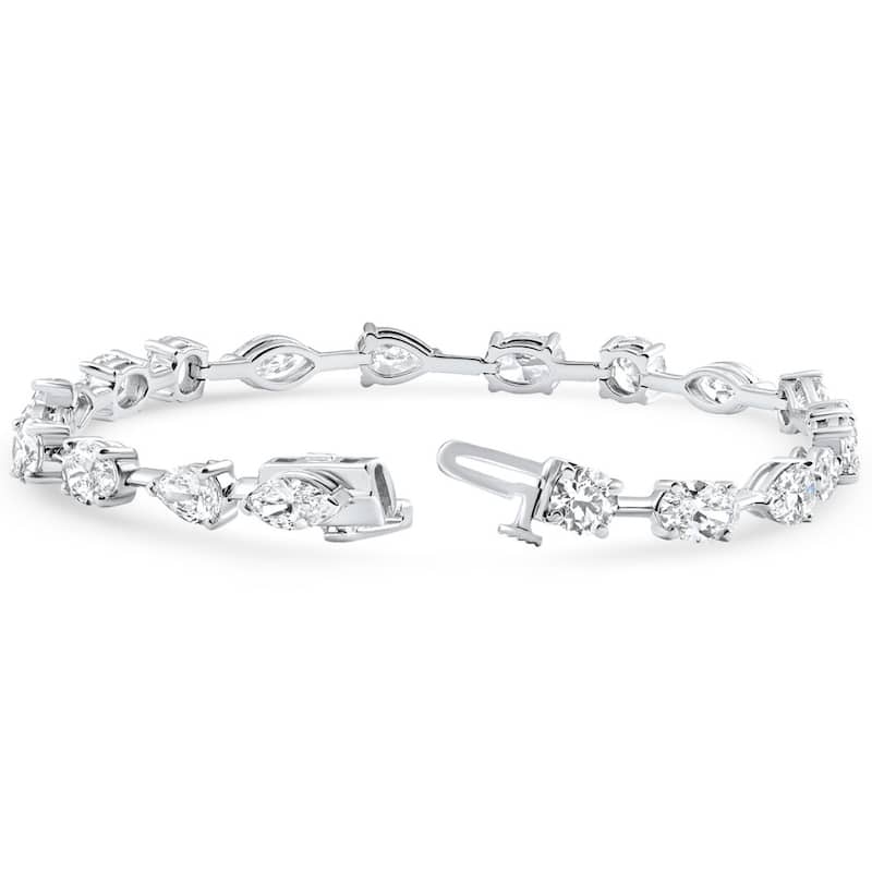Bliss Diamond 5Ct Mixed Cut Diamond Tennis Bracelet 7" White Gold Lab Grown