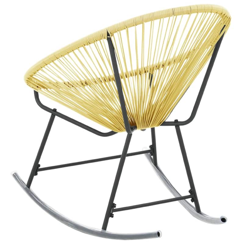 Jackie Rocking Acapulco Chair, Beige Poly Rattan, Powder Coated Steel