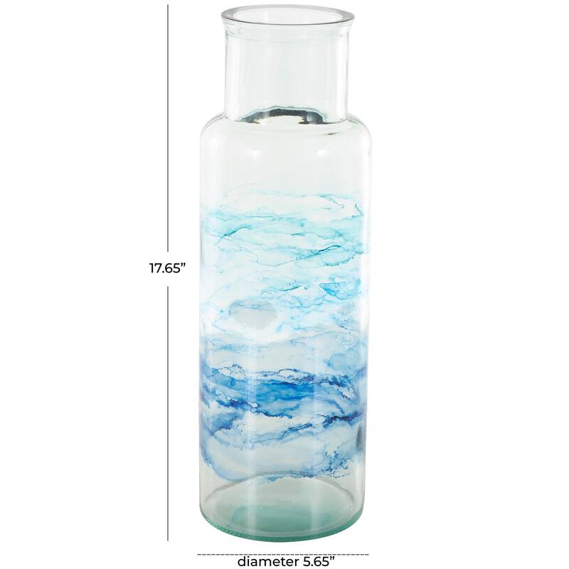 Blue Recycled Glass Ombre Abstract Vase