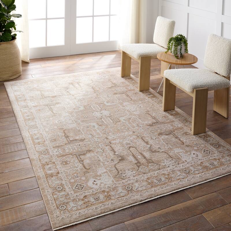 Honza Medallion Rug - 4' x 6' - Beige/Cream - Runner/Rectangle