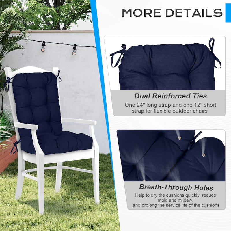 Aoodor Outdoor 42"x 20" x5" Tufted Back Cushions Patio Replacement Chair Cushion, Set of 2