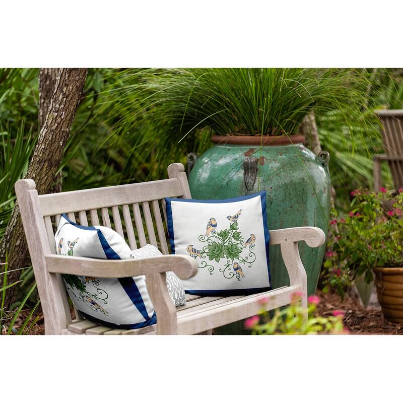 Birds And Flowers Decorative Throw Pillow