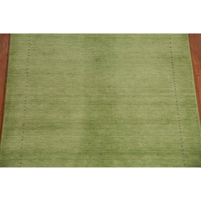 Hand Knotted Oriental 100% Wool Carpet Tribal Animal Pictorial Green Gabbeh Area Rug - 7' 7'' X 5' 3''