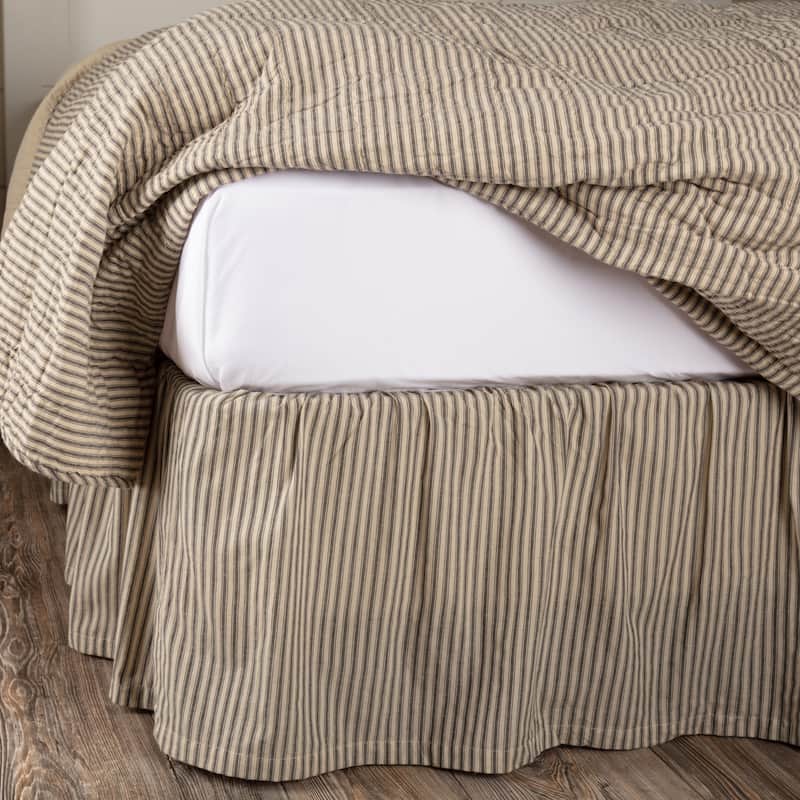 Sawyer Mill Ticking Stripe Bed Skirt - Twin - Dark Creme/Coal Black