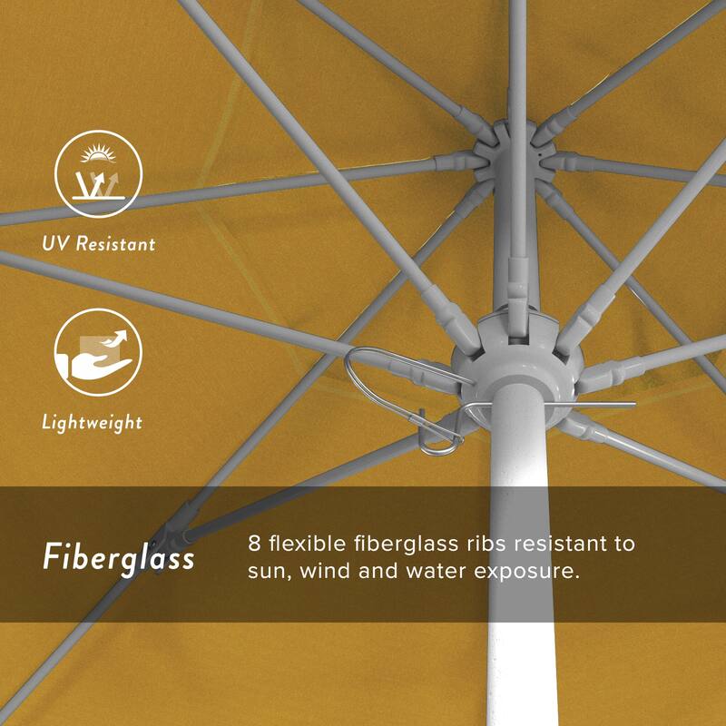 California Umbrella 75' Venture Series Patio Umbrella, White Aluminum Pole Fiberglass Ribs Push Lift Olefin