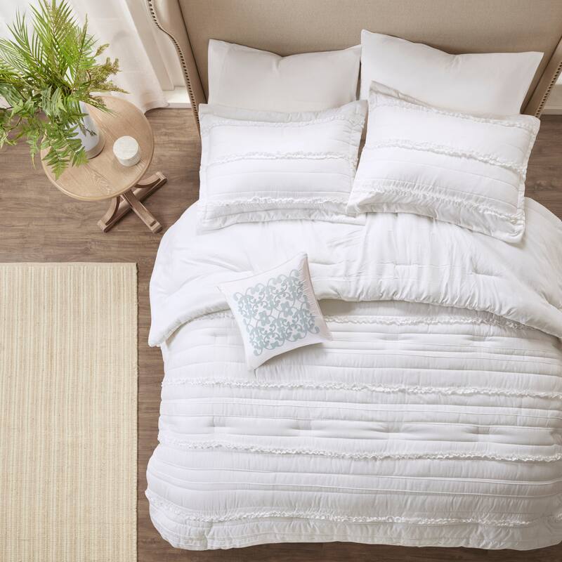 GDF Studio - Microfiber Ruffled Comforter Set with Decorative Pillow