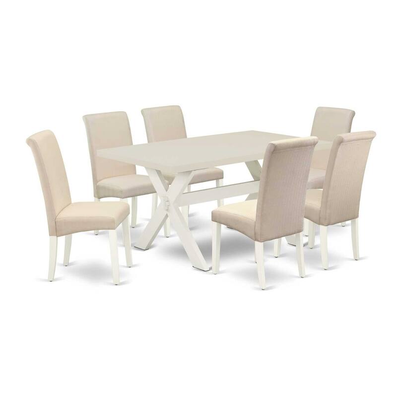 7-Piece Vintage Dining Room Set - Parson Chairs & Solid Wood Table - Elegant Dining Set - 60