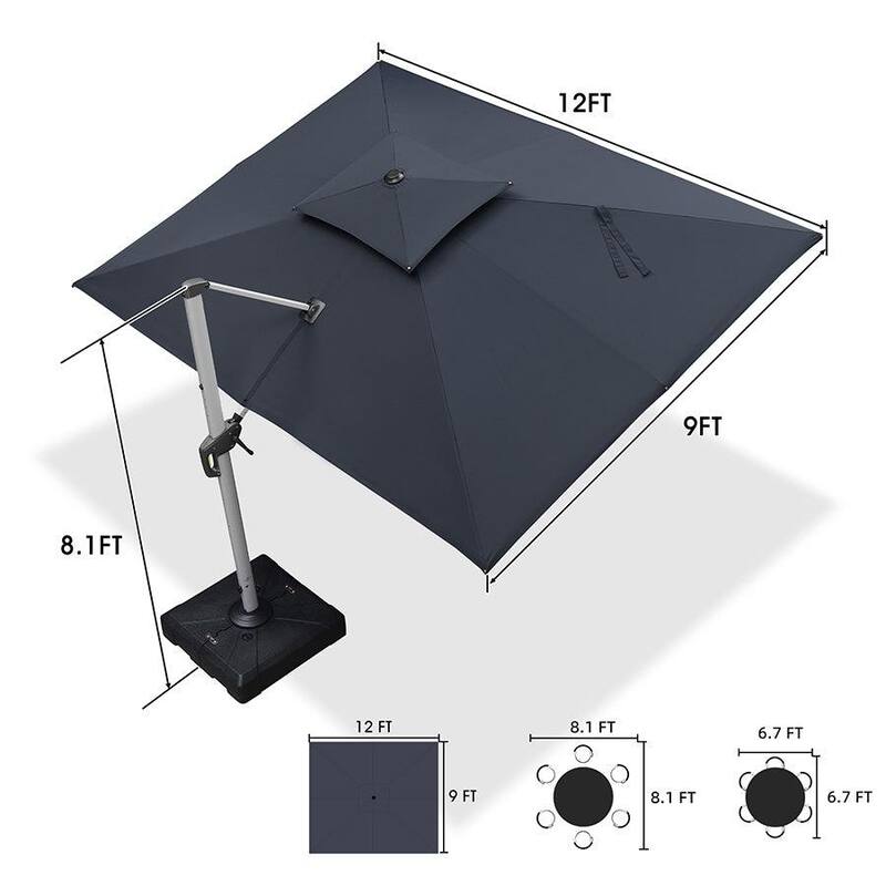 PURPLE LEAF 9 x 12ft Outdoor Rectangle Umbrella Large Cantilever Umbrella