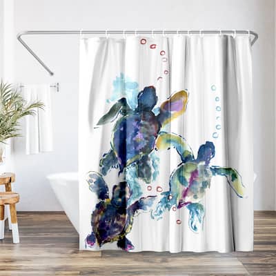 Americanflat 71" x 74" Shower Curtain, Baby Sea Turtles 3 by Suren Nersisyan