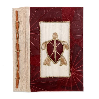 Novica Handmade Tortoise Thoughts In Red Natural Fiber Journal