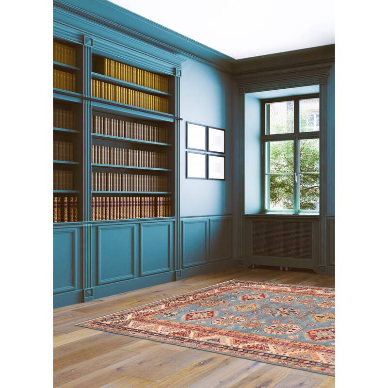 ECARPETGALLERY Hand-knotted Uzbek Ghazni Denim Blue Wool Rug - 5'11 x 8'1