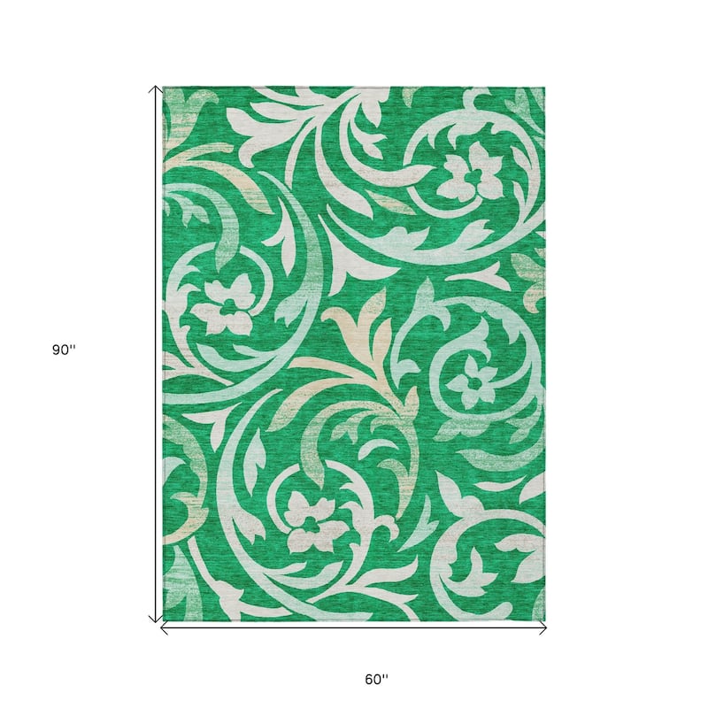 HomeRoots Floral Transitional Rectangle Outdoor Rug