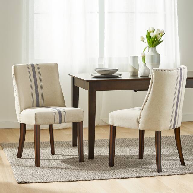 Harman Dining Chair by Christopher Knight Home (Set of 2) - Blue Stripe On Linen